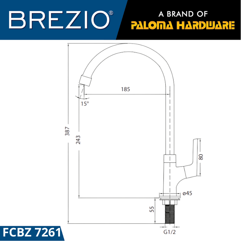 BREZIO FCBZ 7261 KERAN AIR DAPUR WASTAFEL CUCI PIRING KRAN ANGSA BLACK