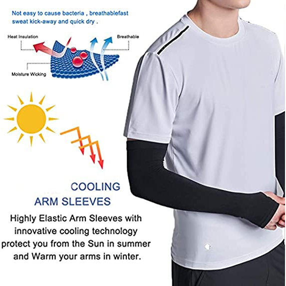 Manset Tangan Panjang Pria Muslim Wanita Hijab Jempol Spandex Anti UV - Manset Motor