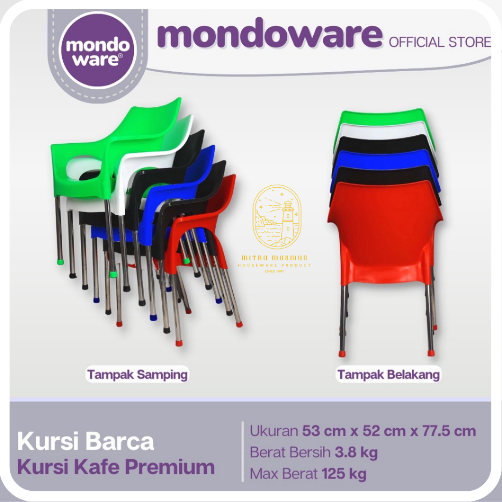 SALE!! MONDOWARE KURSI KAFE PREMIUM RESTO KURSI PLASTIK THE BARCA KR2 KURSI KOKOH MURAH