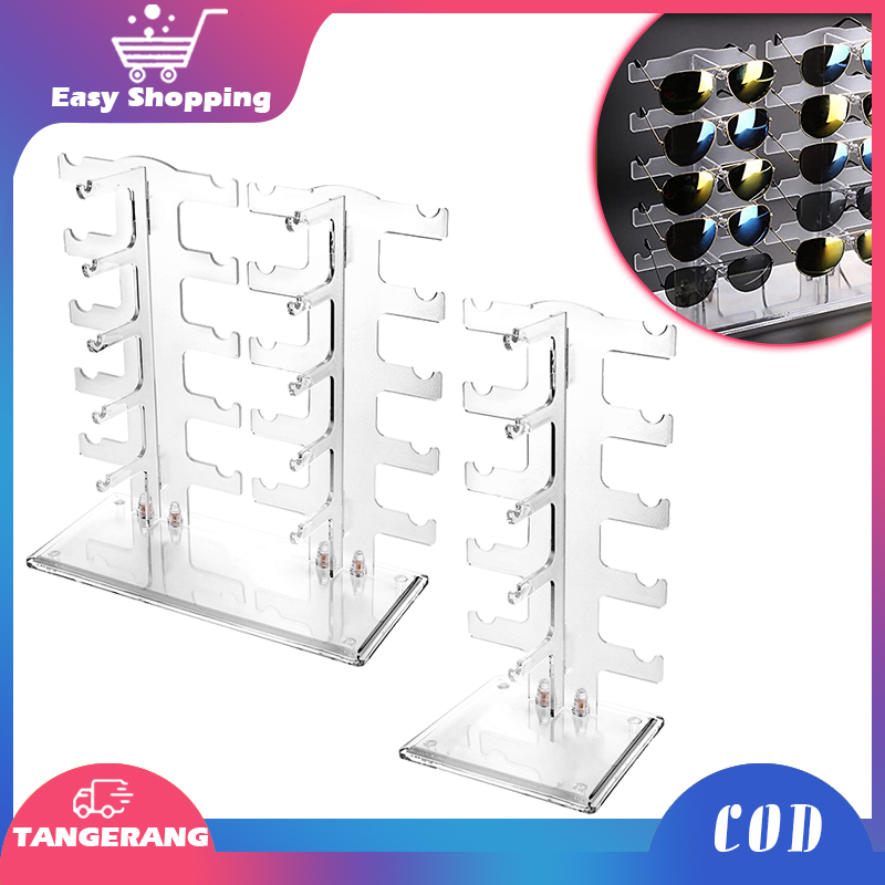 Rak Pajangan Kacamata Acrylic Rak Kacamata Display Stand Sun Glasess Holder Untuk 10 Kacamata Mika