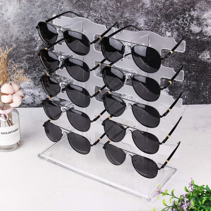 Rak Pajangan Kacamata Acrylic Rak Kacamata Display Stand Sun Glasess Holder Untuk 10 Kacamata Mika