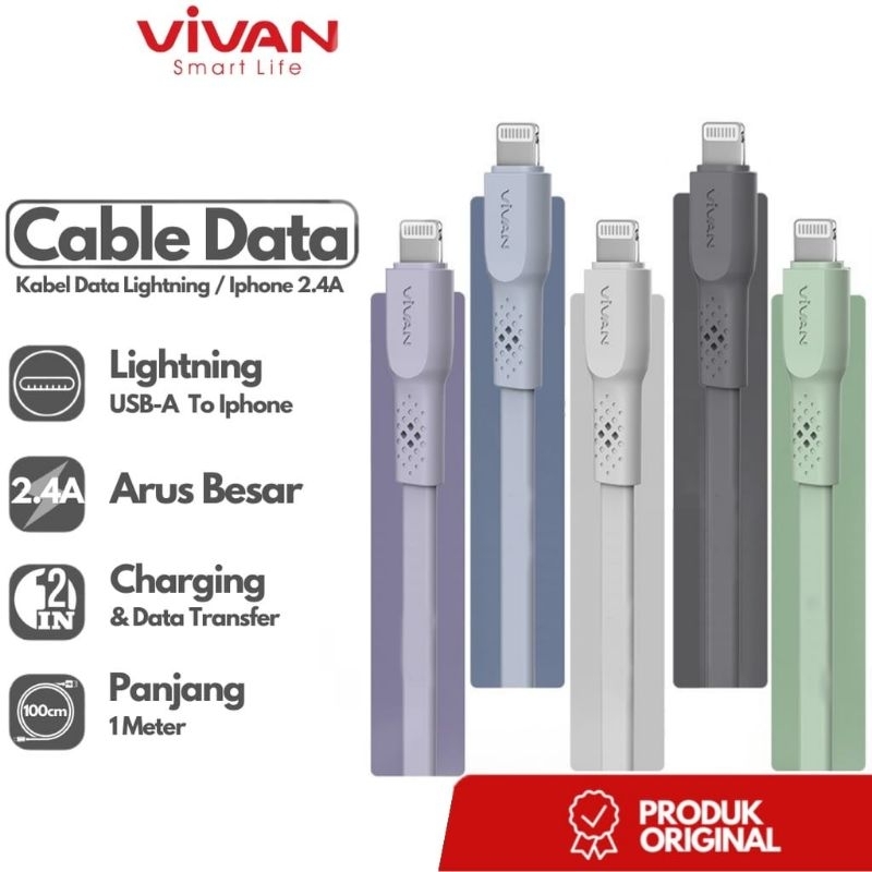 Kabel Data VIVAN CSL100S Kabel Charger Kabel Casan VIVAN CSL100S For Iphone Lightning Original