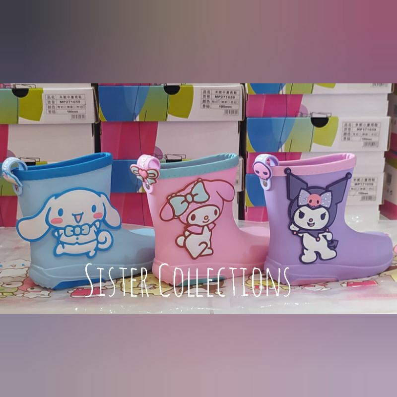 Sepatu Boots Anak Karakter Sanrio Melody Kuromi Cinnamoroll / Sepatu Hujan Anak Balita TK PAUD Imut Kualitas Import