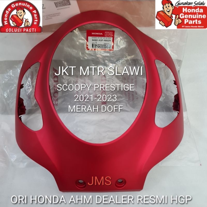 64301-K2F-N00ZN cover lampu depan, tameng depan, panel depan, cover front lampu scoopy prestige 2021-2023 merah dop ori honda ahm