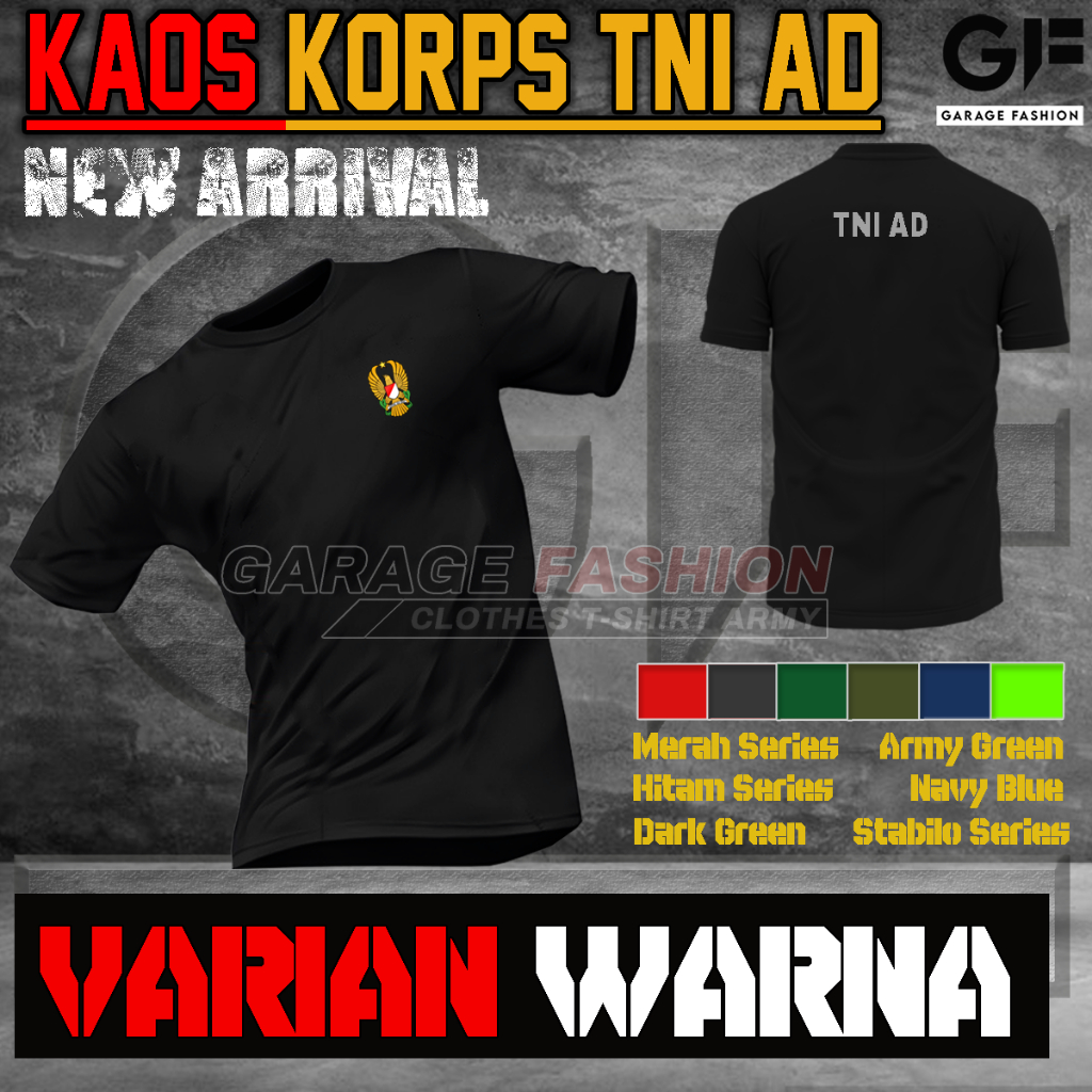 Kaos TNI AD / Baju TNI AD / Baju Olahraga TNI AD / Kaos Olahraga TNI AD/ Baju Pria / Bahan Dryfit / 