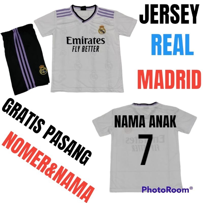 SETELAN BAJU BOLA ANAK REAL MADRID UMUR 5-12THN