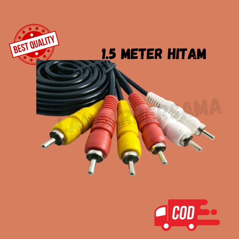 KABEL RCA TO RCA 1.5 / KABEL RCA TO JACK MINI STEREO/ WARNA HITAM/ KABEL AV VIDEO 1.5/ (Kabel Jak RCA DVD Ke TV)/ AV HIGH QUALITY/ KABEL AUDIO VIDEO MURAH