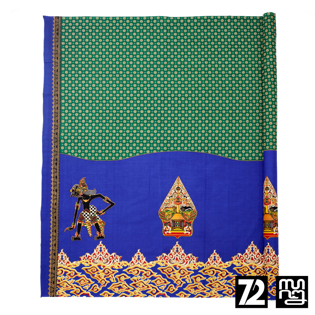 KAIN BATIK PREMIUM Bahan Katun Motif Wayang Mega Warna Biru Tua Hijau 721488 Cap 72 Jarik Jarit Samping Kebat Panjang Batik Katun Modern Premium Bahan Seragam Batik Pernikahan Kantor Keluarga Murah Kamen Jadi Batik Bali Lembaran