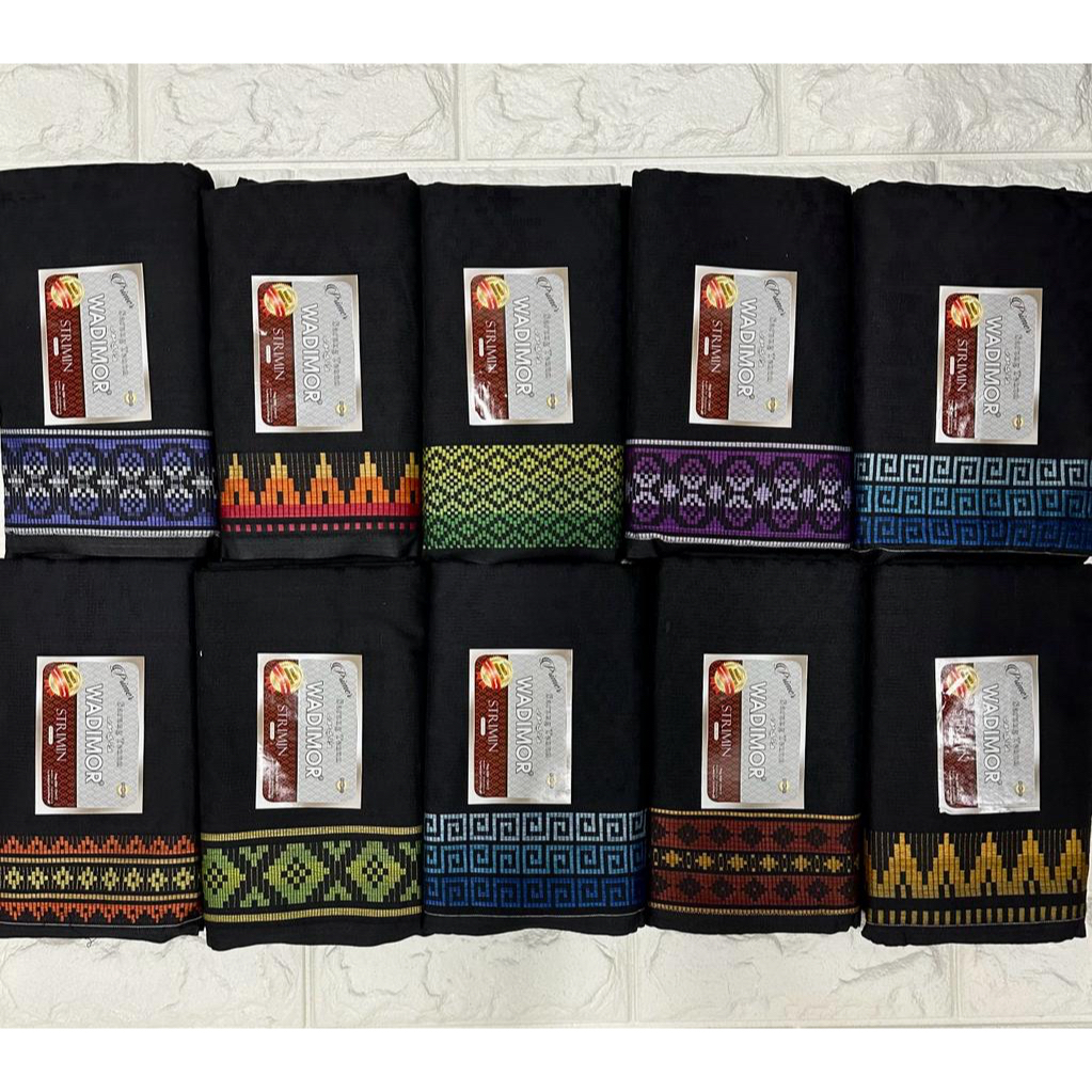 Grosir 10 Pcs Sarung Wadimor motif Strimin Khusus Hitam