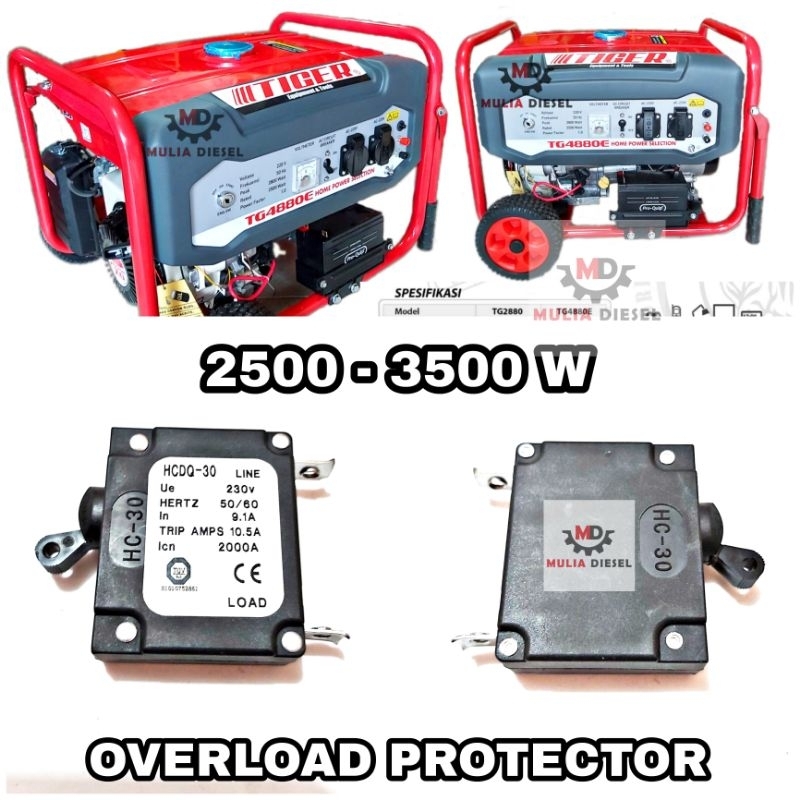 Circuit Breaker Overload Protector MCB Sekring Genset Generator 2500 3500 5000 6000 7000 WATT 4 TAK GX200 GX390