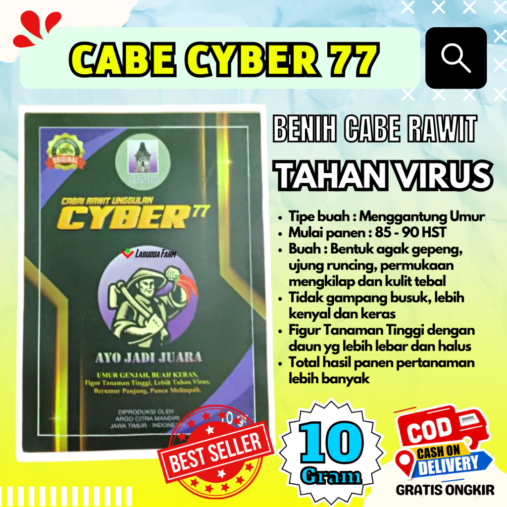 Bibit Cabe Rawit Unggul CYBER 77 Benih Cabe Cyber 77 Umur Genjah 10 Gram Benih Lombok Pedes Hot Chil