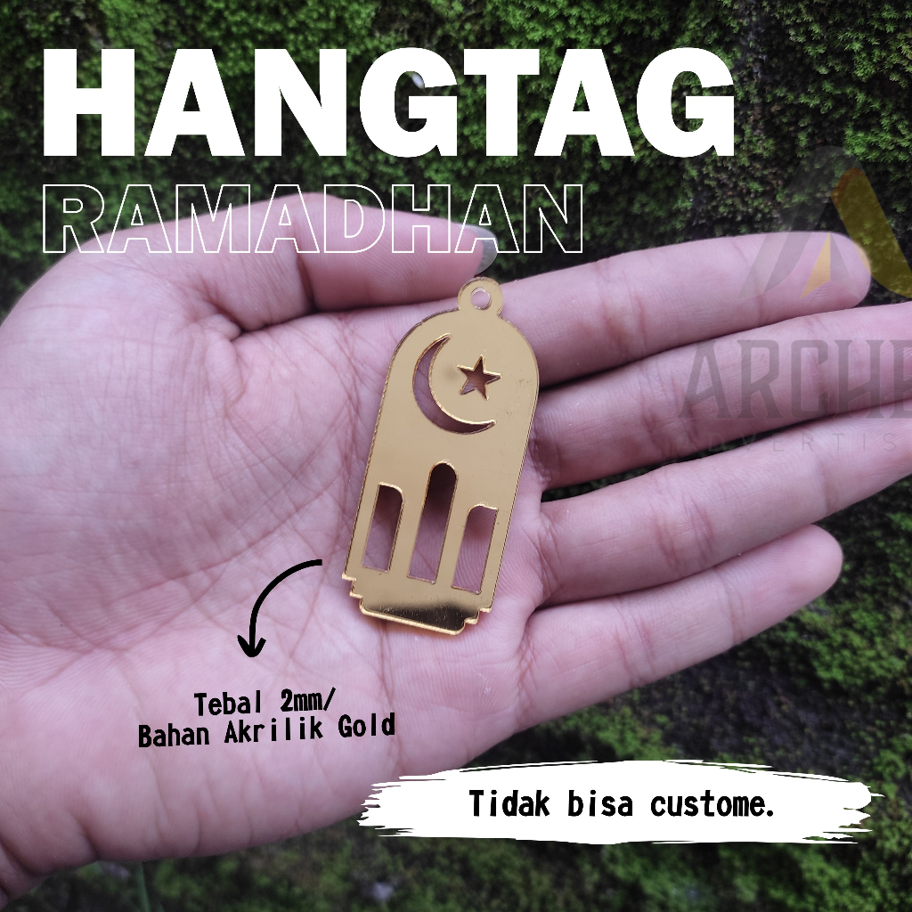 HANG TAG RAMADHAN AKRILIK EMAS UNTUK HIASAN MAHAR