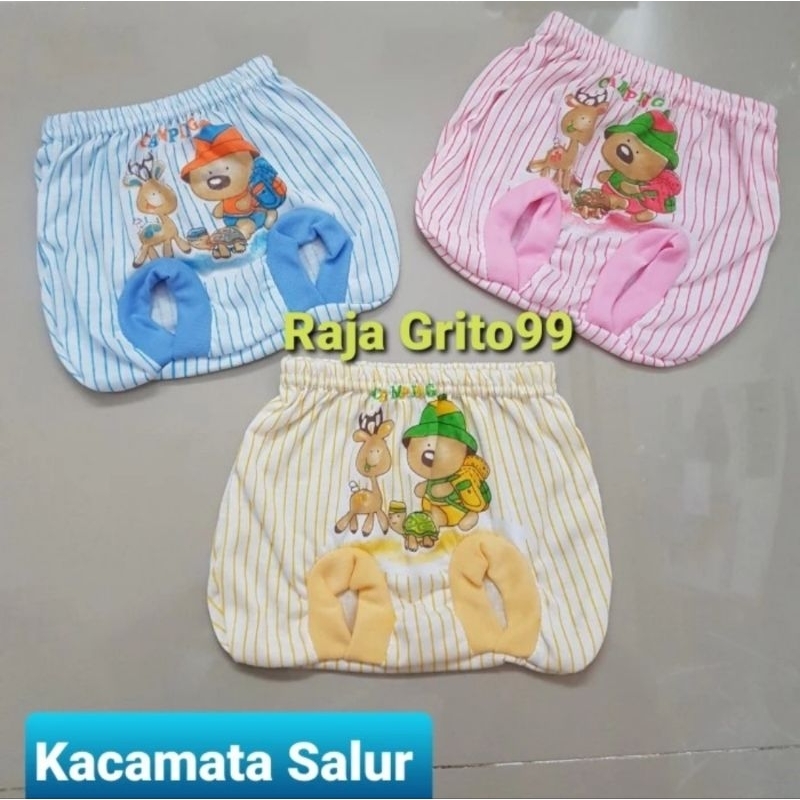 Celana Kacamata Bayi Motif Salur Print 1 Lusin Newborn / Celana Pop Bayi Motif Boneka Salur