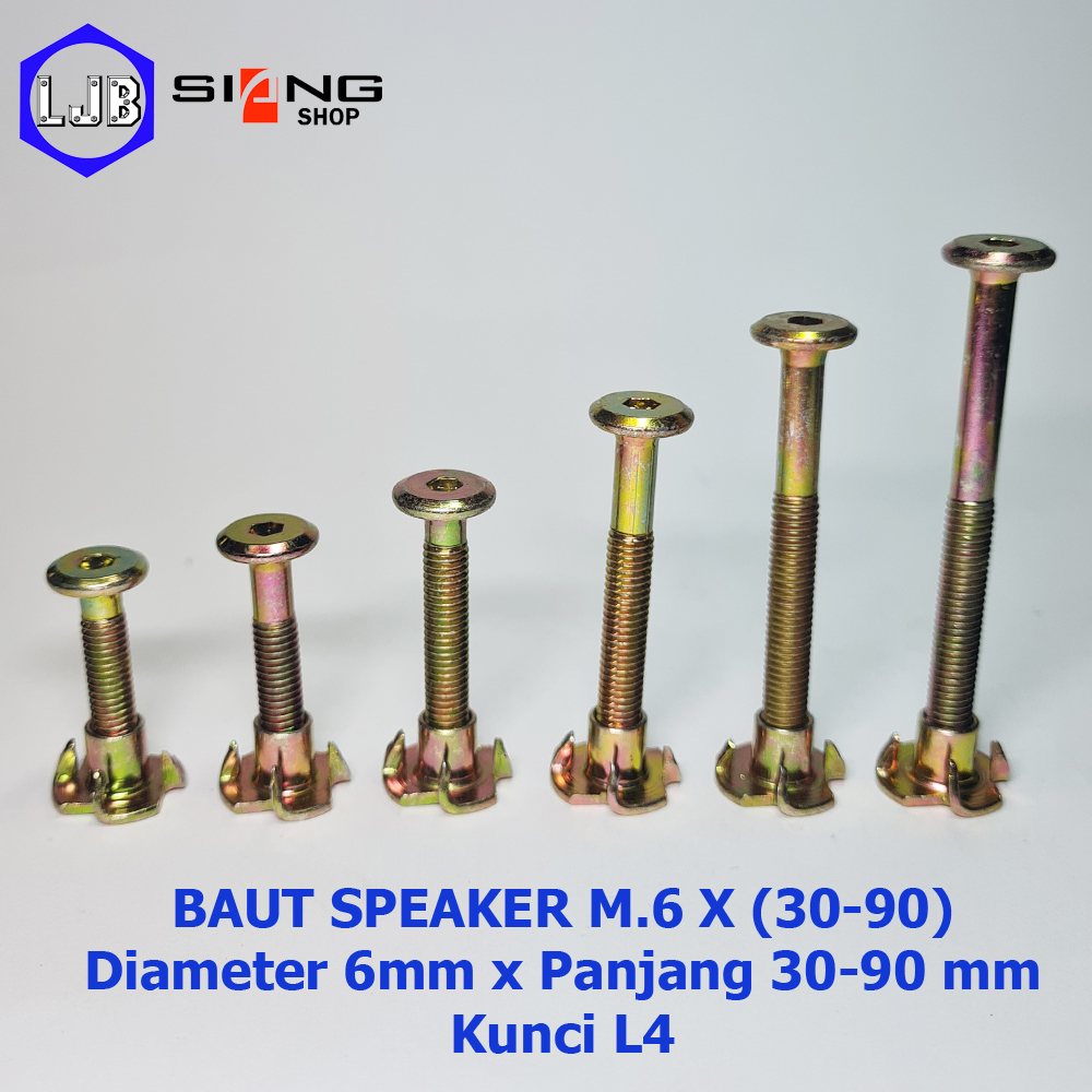 Baut Speaker Cakar Kuning M6 panjang 30 sd 70 mm