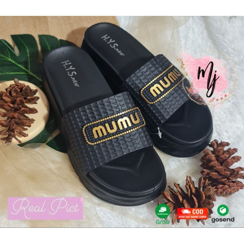 Sandal wedges wanita selop kekinian import