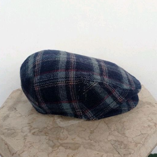 Topi Vintage OLD NAVY Wool Tartan Flat Cap