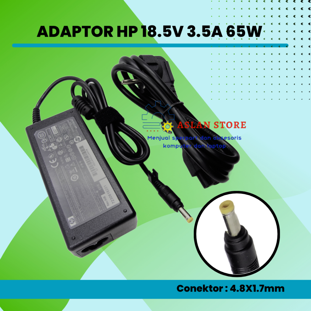 AC Power Charger HP 65W 18.5V 3.5A Adaptor Pengisi Daya Laptop Notebook untuk HP 520 540 V3000 CQ510 511 515 516 V1000 HP Pavilion Dv6000 Dv6500