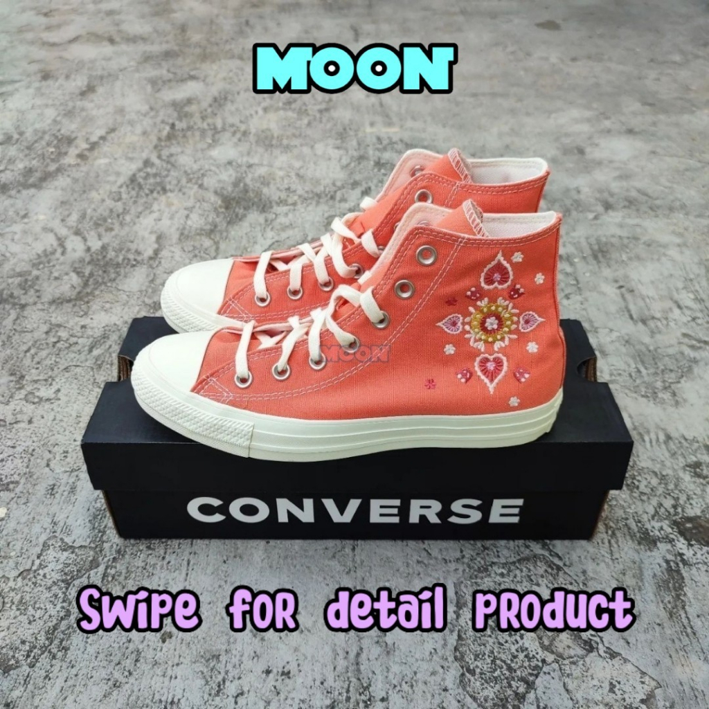CONVERSE CTAS HIGH FLORAL EMBROIDERY BRIGHT MADDER SNEAKERS ORIGINAL RESMI
