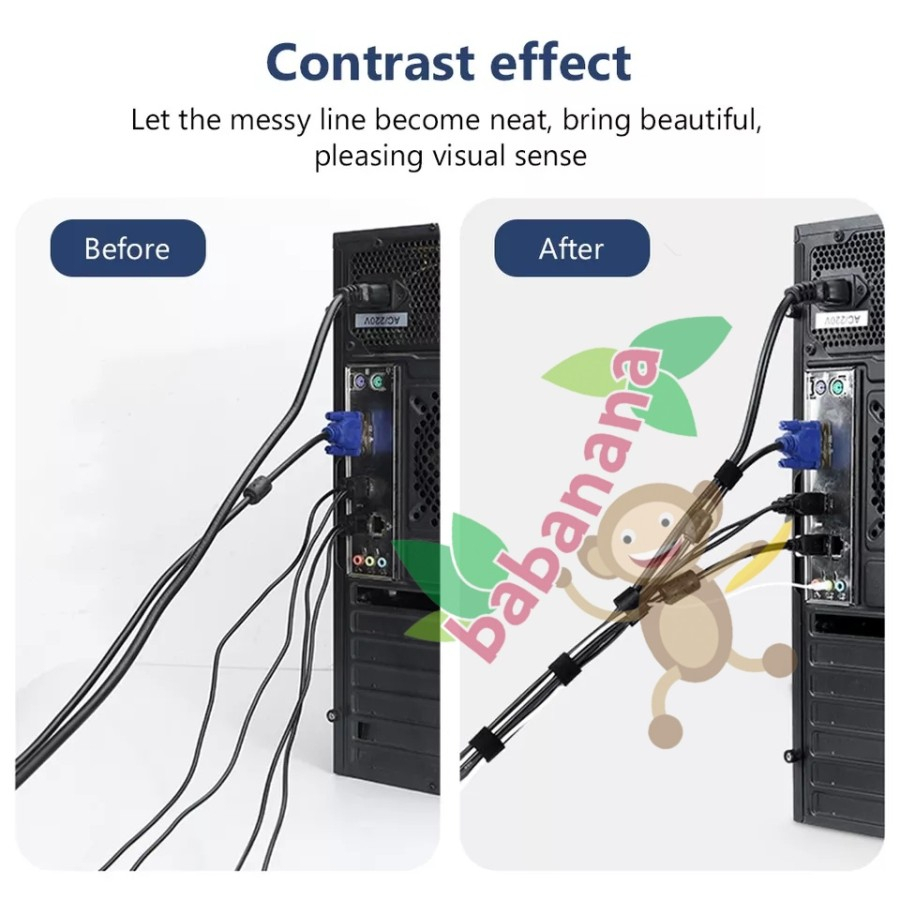 5M Pengikat Kabel Cable Manajemen Perekat Perapih Cord 5 Meter Organizer Holder Penggulung Management