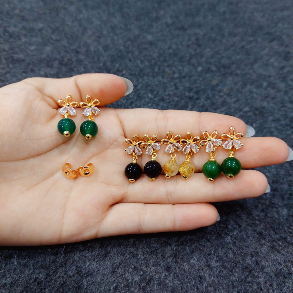 Anting Xuping Batu Giok Alamai rambut sedana lapis emas 24karat import mode baru