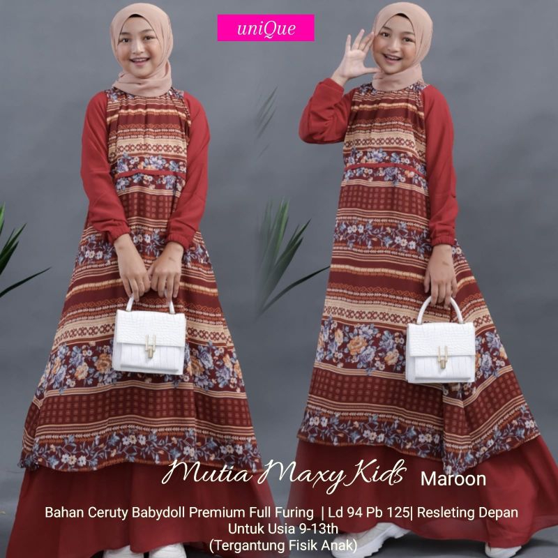 Mutia Maxy Kids Terbaru Gamis Anak Perempuan Motif Floral Gamis Remaja Tanggung Usia 9 - 13 Tahun