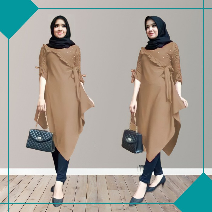 Atasan Tunik Remaja Cewek Muslim Fashion Wanita Oscar Tunic Baju Lebaran Kekinian Murah Terbaru