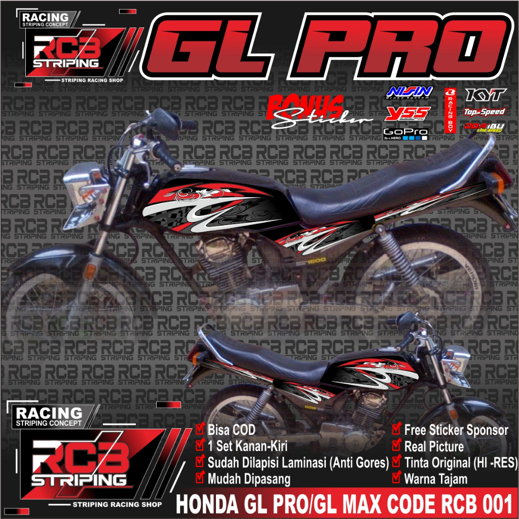 cod striping gl pro gl max honda herex - striping gl terbaru. code rcb 001