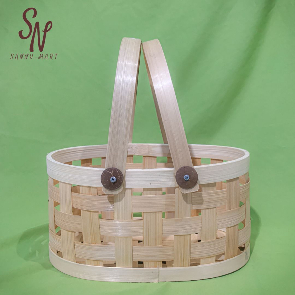 Keranjang Hampers Anyaman Bambu Oval Tempat kue,snack,aksesoris,makanan