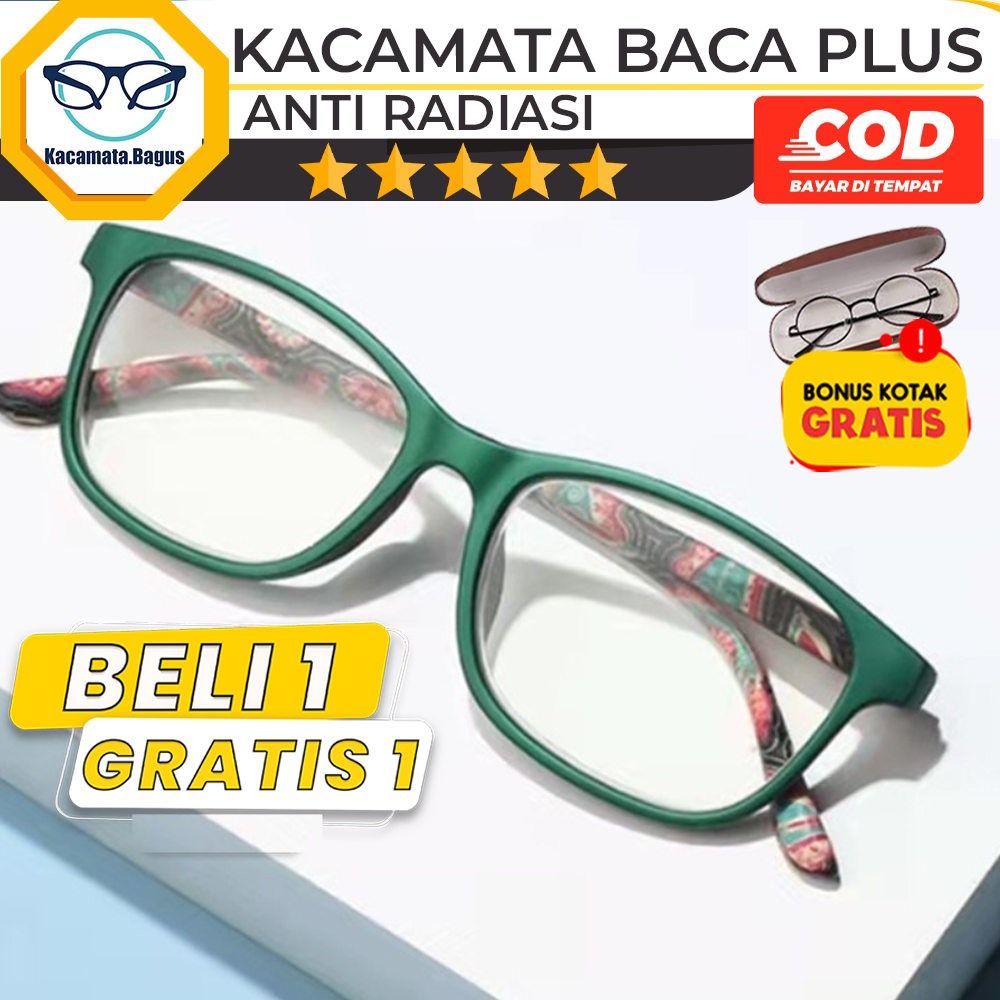 PROMO BELI 1 GRATIS 1 Kacamata Baca Plus Anti radiasi Pria Wanita Umur 40 sampai 60+ tahun