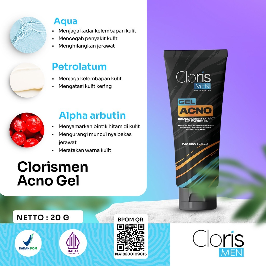 Paket Skincare Pria Clorismen Brightening Acne Series Perawatan Wajah Pria Jerawat Komedo Bopeng C12