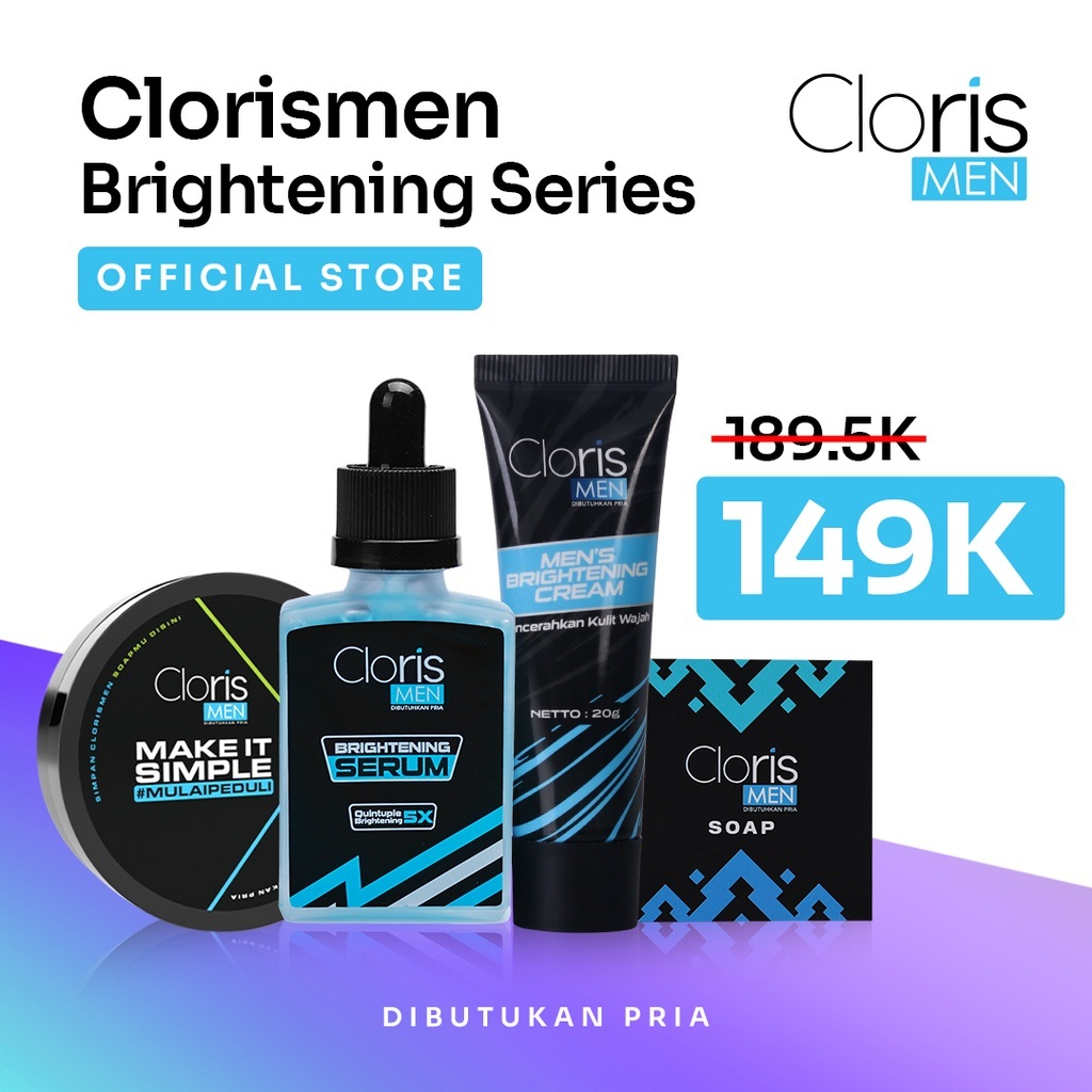 Paket Skincare Cowok Clorismen Brightening Series Sabun Serum Pemutih Pencerah Wajah Pria C12