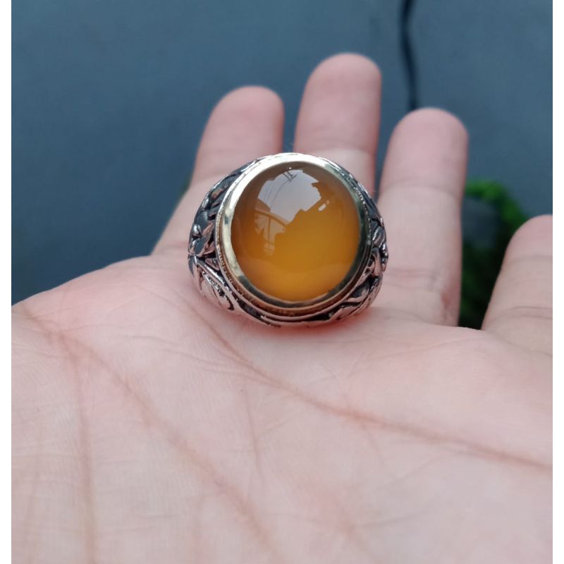 Cincin batu akik cempaka madu kristal natural