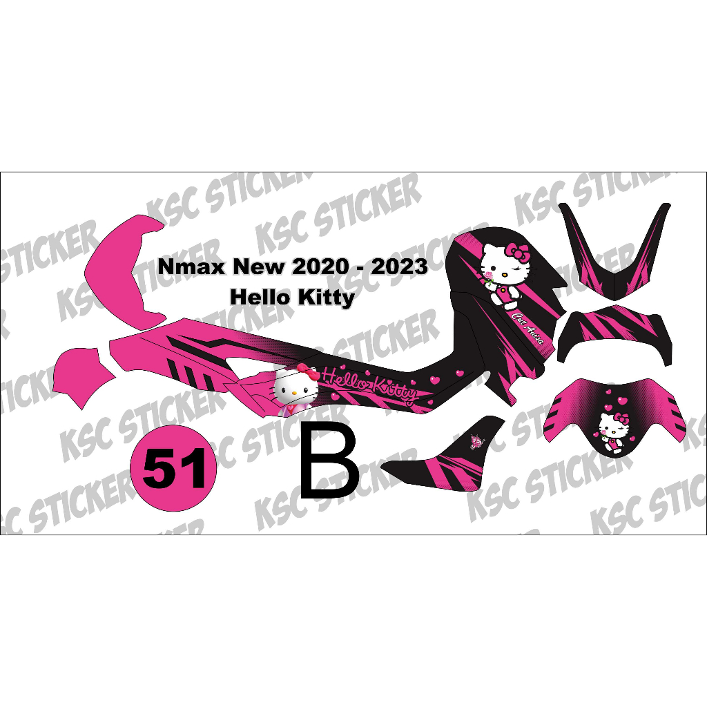 Stiker Nmax 155 FullBody Decal Nmax New FullBody 2020 2021 2022 2023 Hello Kitty V2 (KD-51) Sticker 