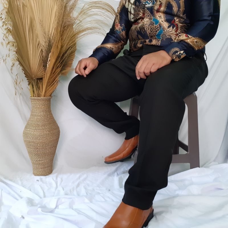 EXCLUSIVE Celana Kerja Kantor SUPER JUMBO size 50 - 80 (TAILORED / JAHIT SATUAN) Bahan premium Hightwist Jetblack dan semiwol stretch