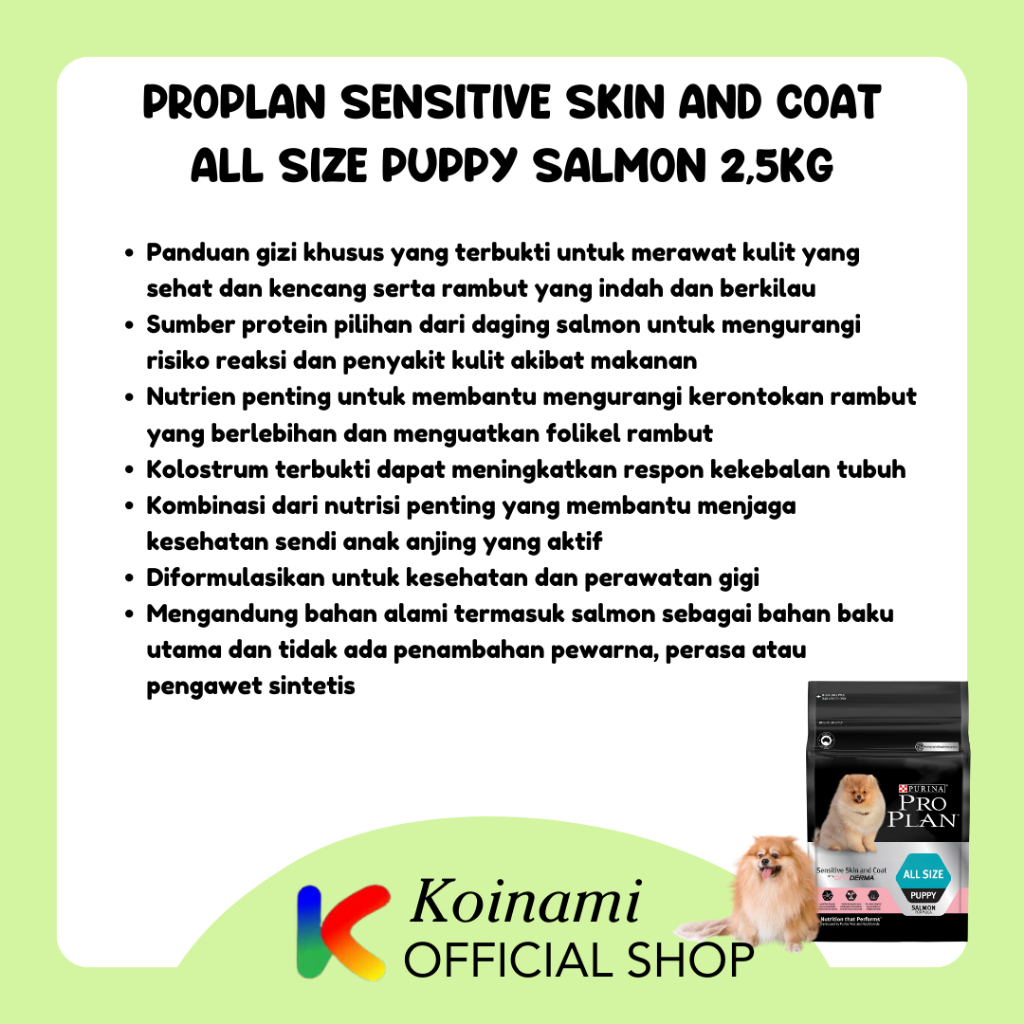 Proplan Sensitive Skin and Coat All Size Puppy Salmon 2.5kg - Makanan Anak Anjing - Makanan Puppy - Dog Food