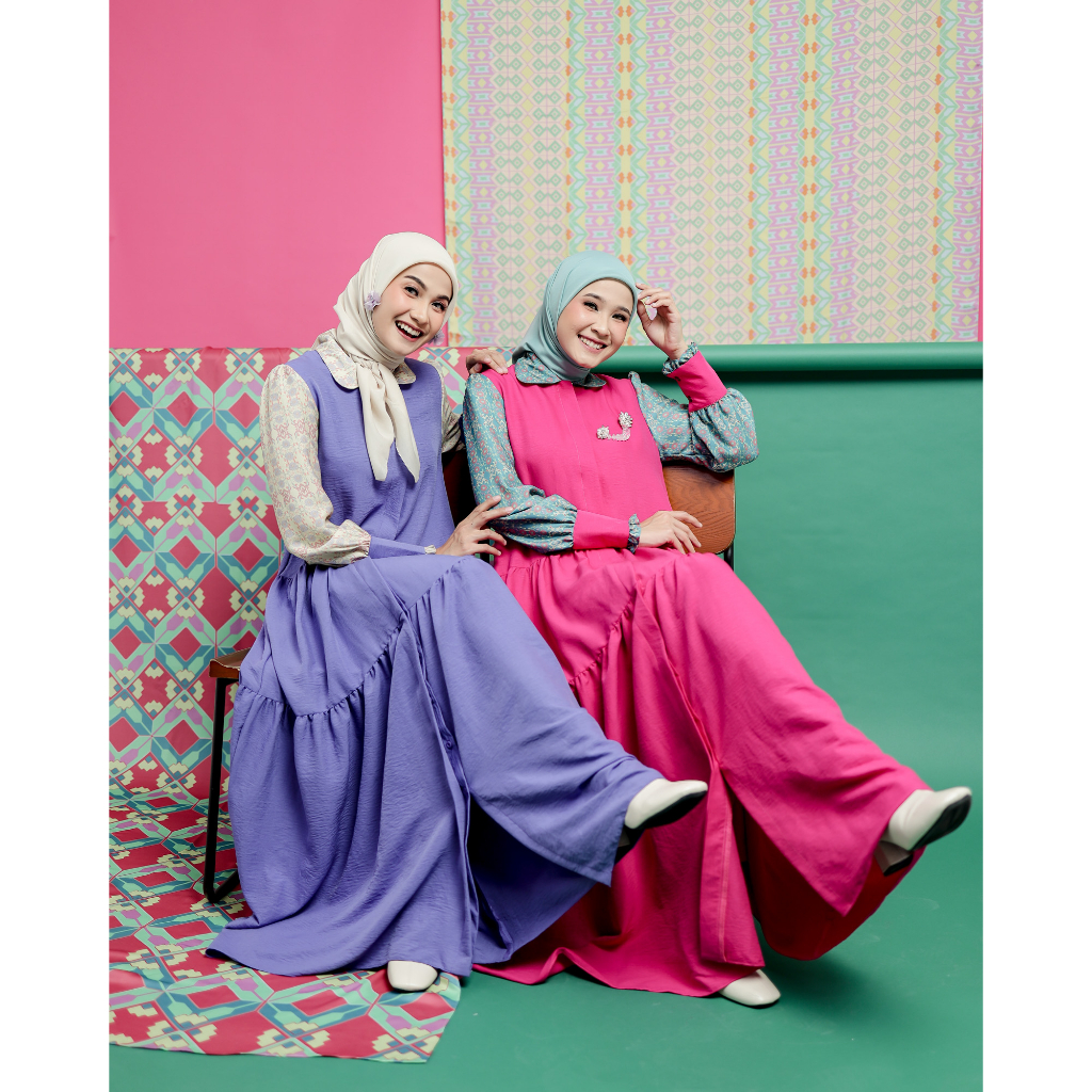 Gala Dress - 2 Warna | Zysku Xena | Gamis Wanita Muslimah Lengan Panjang Colorful