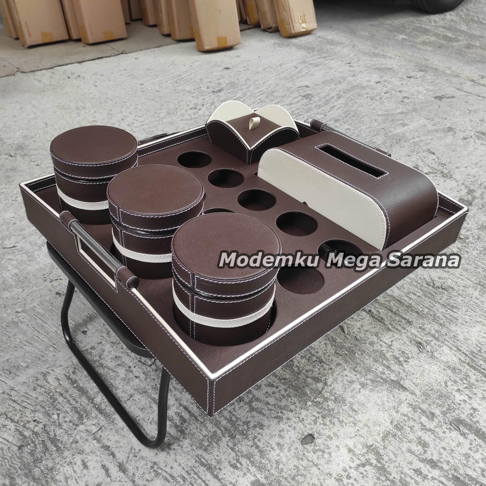 TRAY Set Lebaran Toples Nampan Set 1 Tisu 1 Box Permen 3 Toples 10 Lubang Aqua