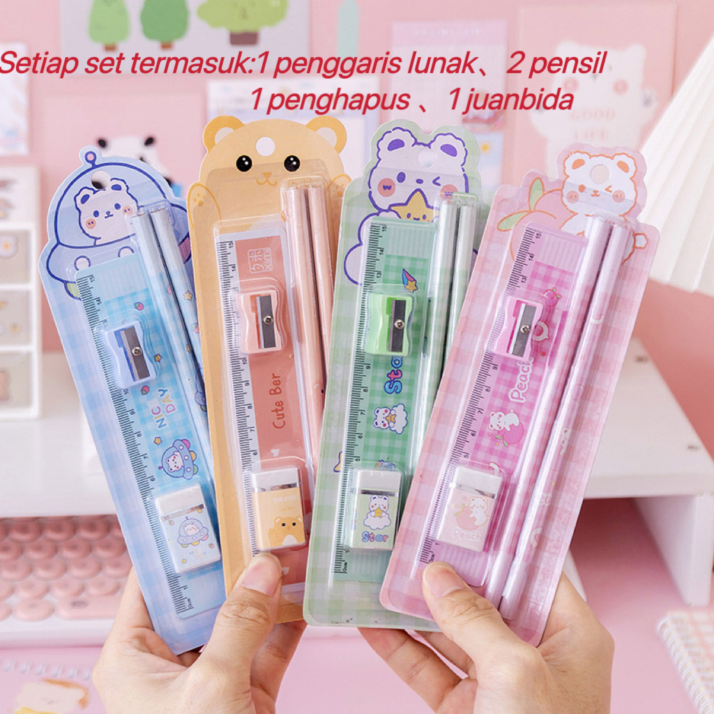 

COD✨ Alat Tulis Kartun Lucu Hadiah Liburan Set Anak Perempuan Anak Sekolah Stationary 5 Macam 1 Juni-Yinmer