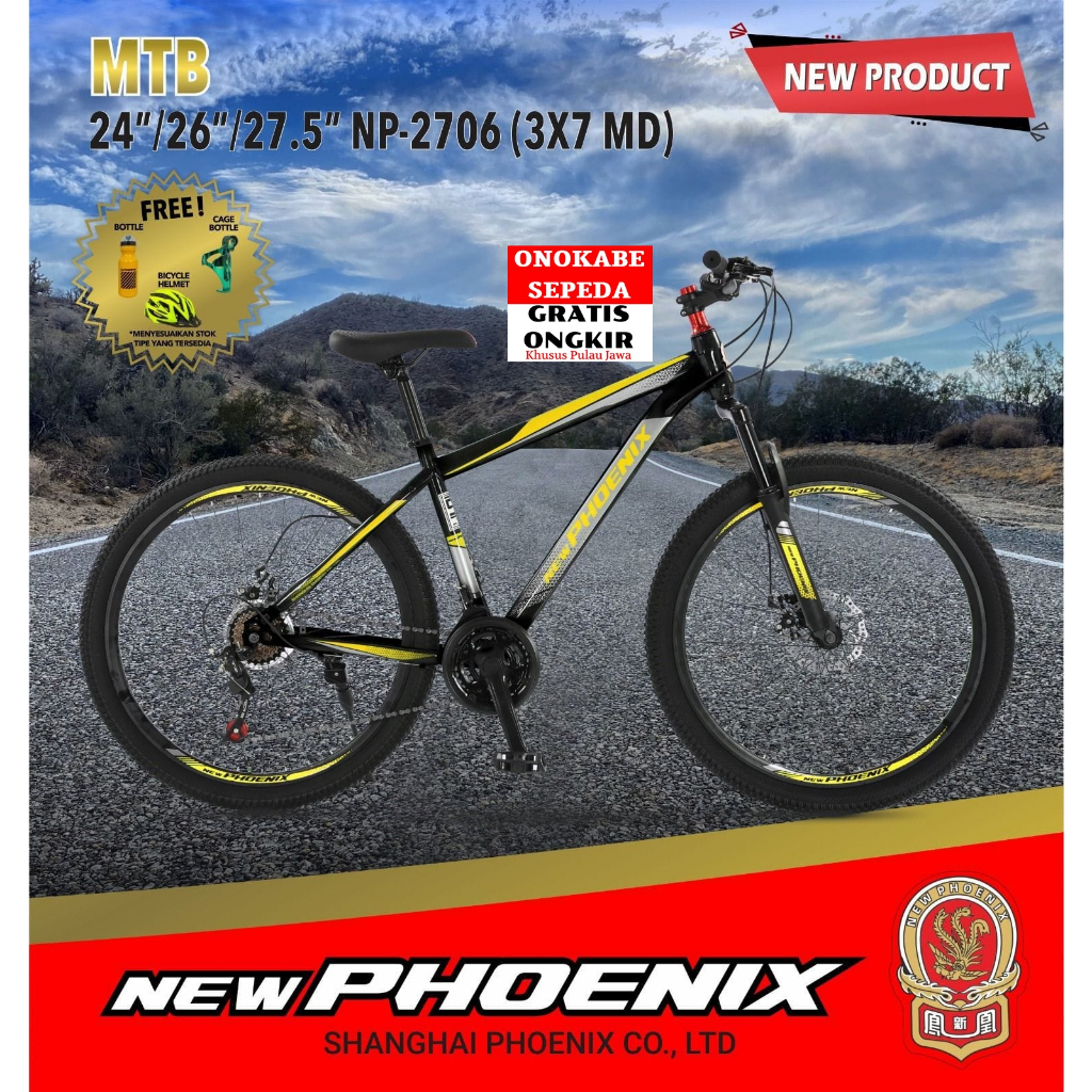 MTB 26 NEW PHOENIX NP-2706 FREE HELM, BOTOL MINUM & RANGKA BOTOL