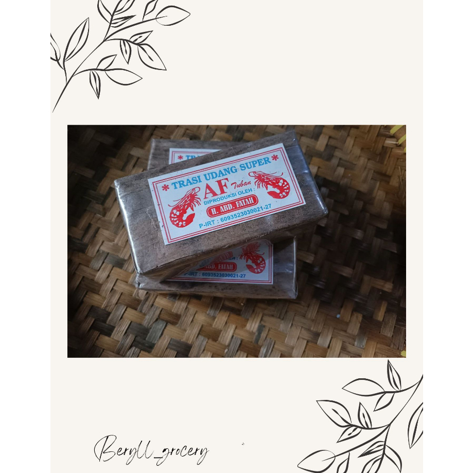

Trasi Udang Super AF bungkus daun asli Tuban ukuran besar (250 gram)