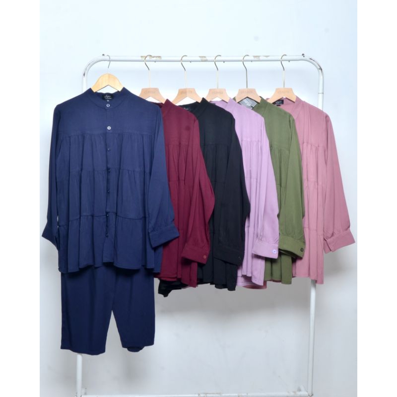 One set tunic jumbo size XXL ld 125 / oneset rayon jumbo ld 125 / setelan rayon bigsize