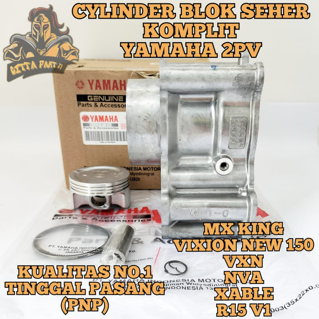 CYLINDER BLOK SEHER PISTON RING KOMPLIT YAMAHA 2PV KUALITAS ASLI ORIGINAL YAMAHA YGP  PRESISI TINGGAL PASANG BAHAN BERKUALITAS DAN DIJAMIN AWET MX KING VIXION NEW 150 VXN NVL R15 V1 XABLE