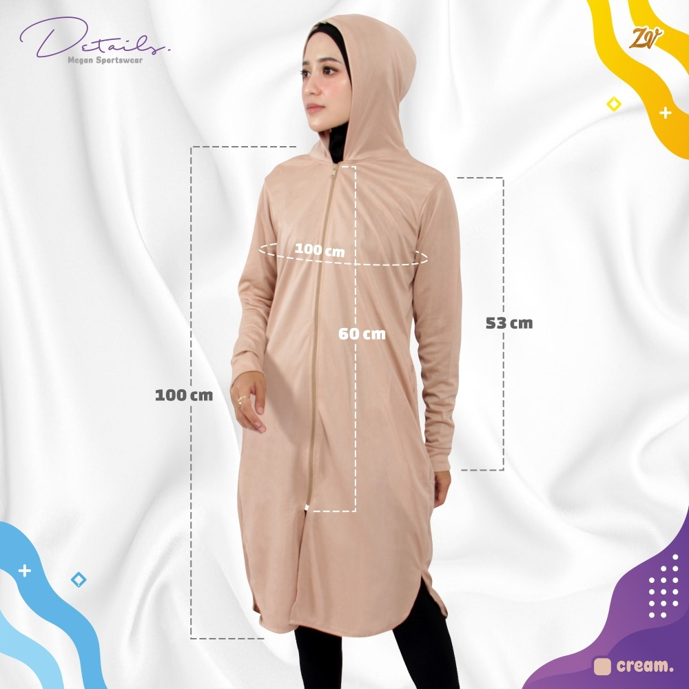 Megan Tunic Sporty l Baju Olahraga Panjang l Baju Muslimah Sporty l Sportwear By Zaneva l Jaket Olahraga