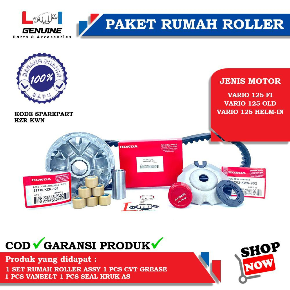 -LOI- PAKET RUMAH ROLLER SET VANBELT VARIO 125 FI &amp; KIPAS ROLLER VARIO 125 FI