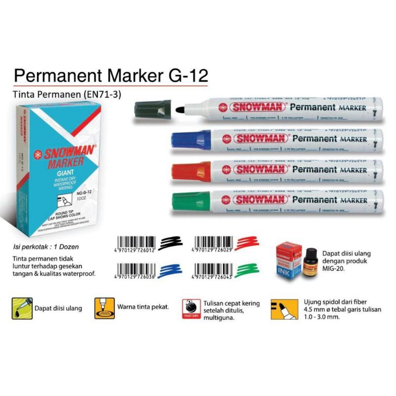 

SPIDOL SNOWMAN PERMANENT MARKER G-12