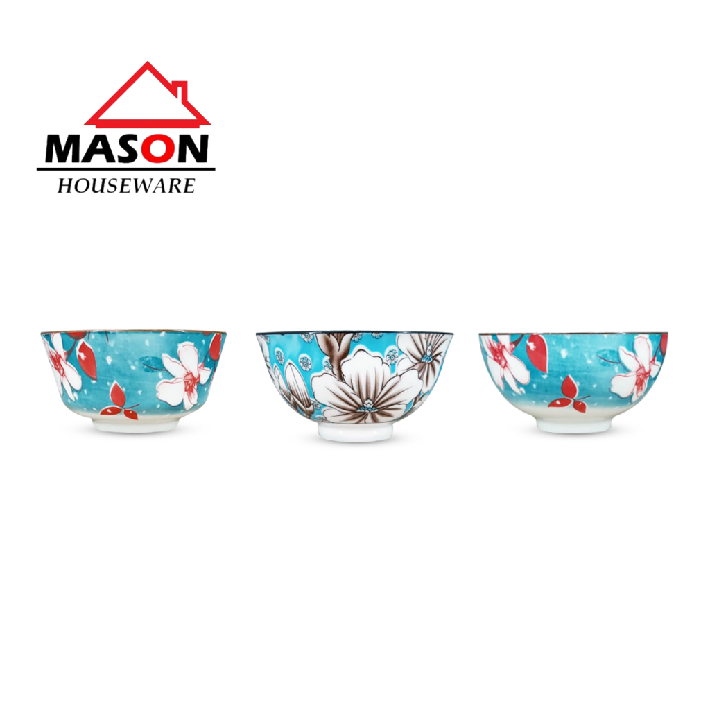 MANGKOK KERAMIK / MANGKOK KOREA / MANGKOK NASI MOTIF SAKURA 4"