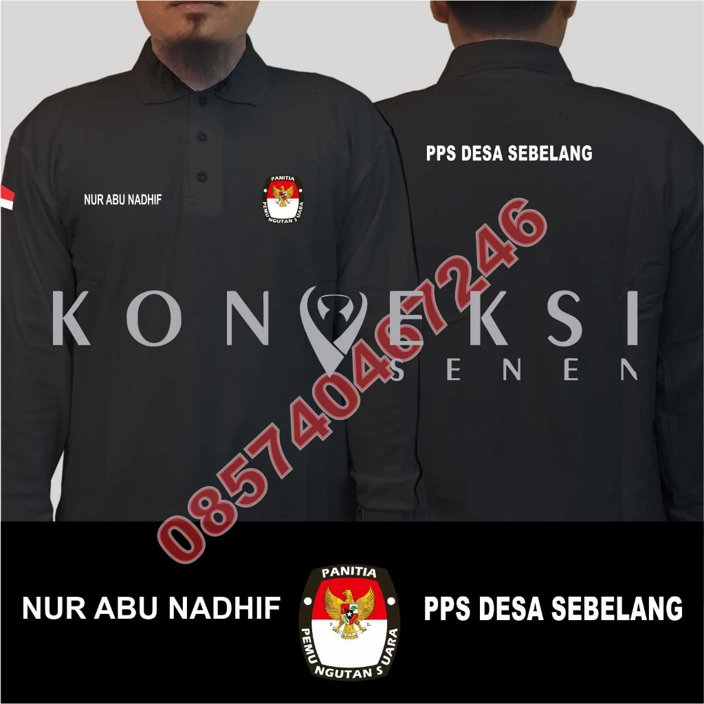 polo shirt pps / baju kerah panitia pemungutan suara kpu lengan panjang