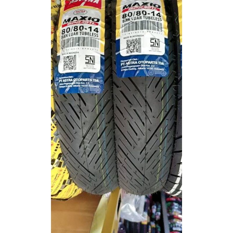 Ban Aspira Rave tubeless depan UK.80/80-14 Honda beat/beat F1/beat esp/Vario/Vario 125/Vario 150