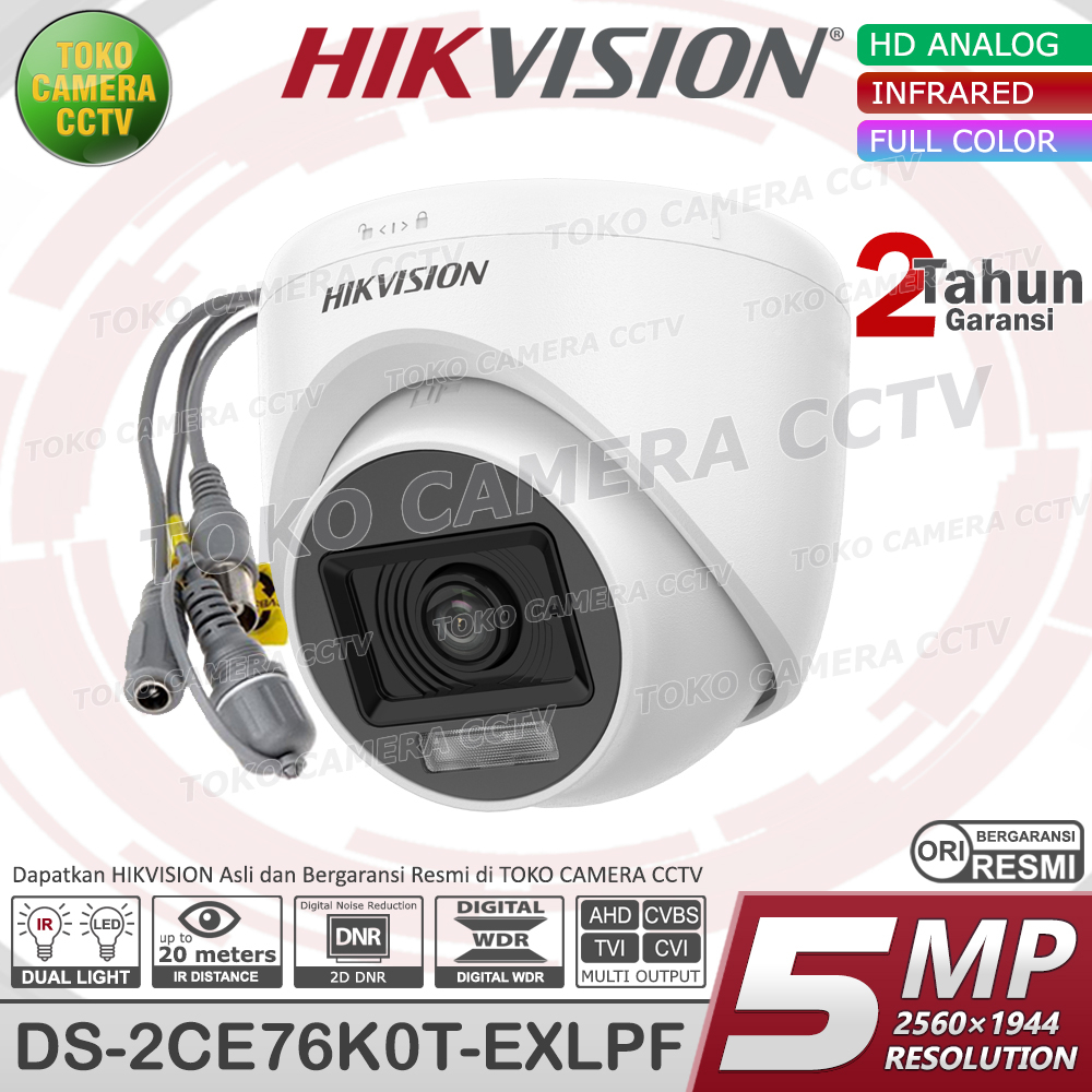 KAMERA CCTV INDOOR 5MP COLORVU HIKVISION DS-2CE76K0T-EXLPF DUAL LIGHT