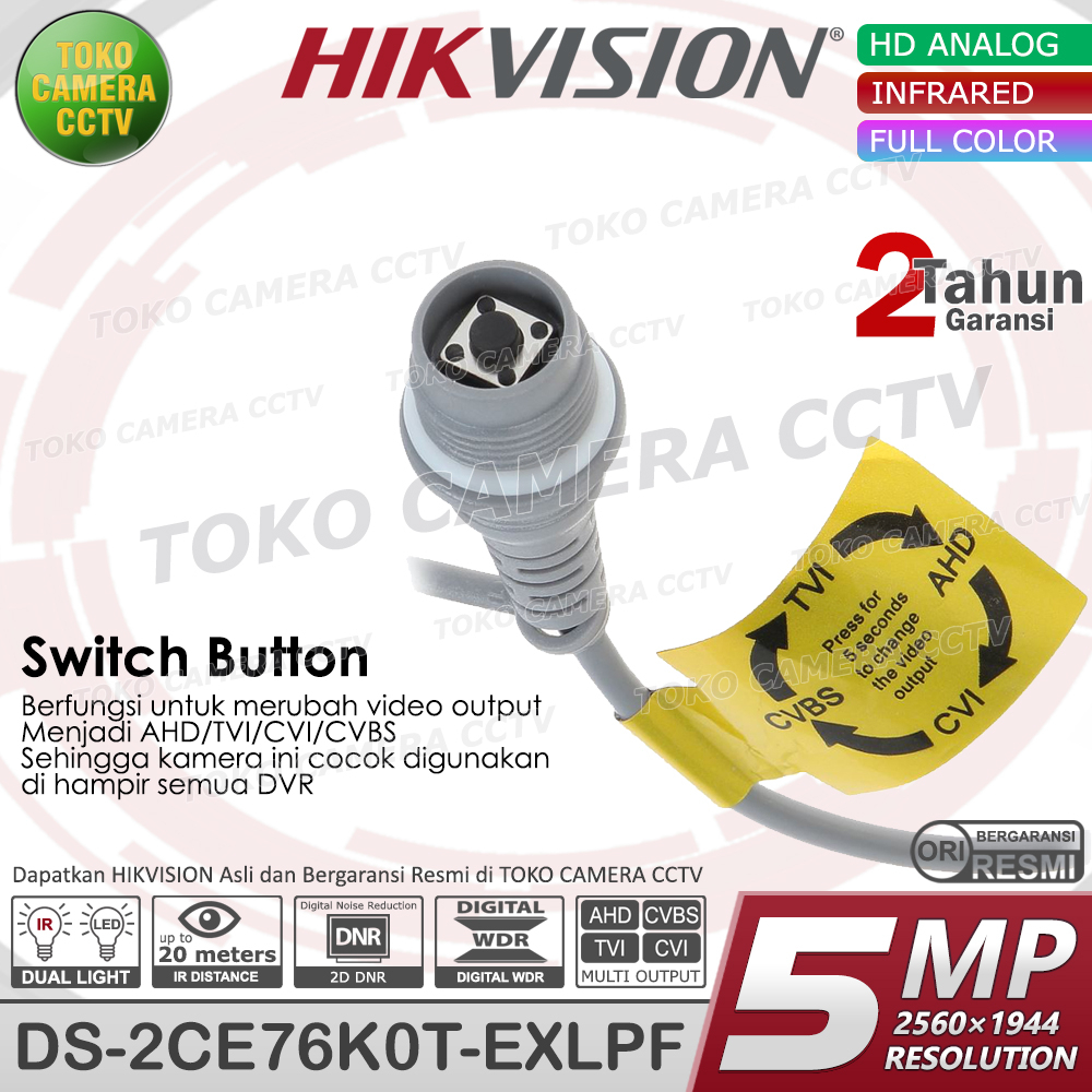 KAMERA CCTV INDOOR 5MP COLORVU HIKVISION DS-2CE76K0T-EXLPF DUAL LIGHT